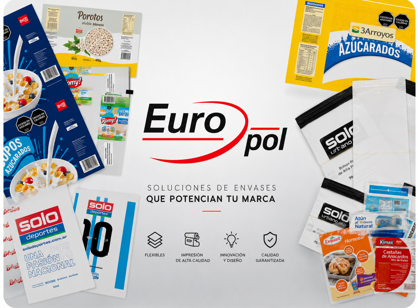 Collage de envases flexibles impresos por Europol